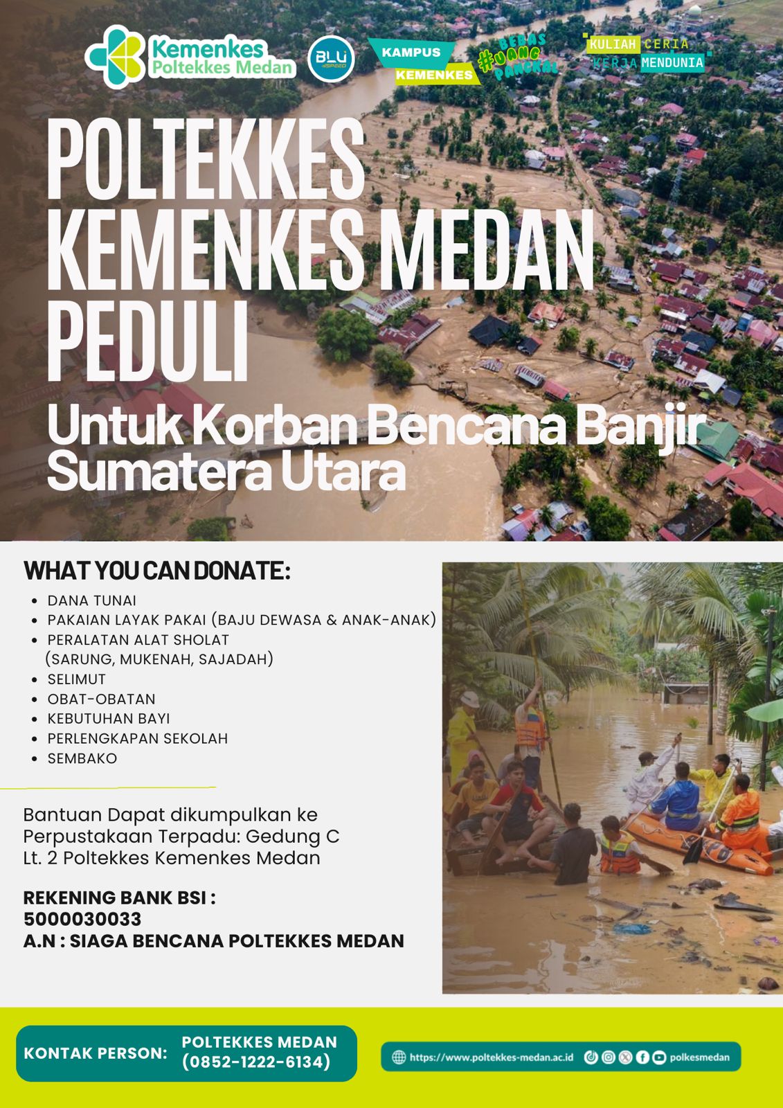 Poltekkes Kemenkes Medan Peduli Untuk Korban Bencana Banjir Sumatera Utara