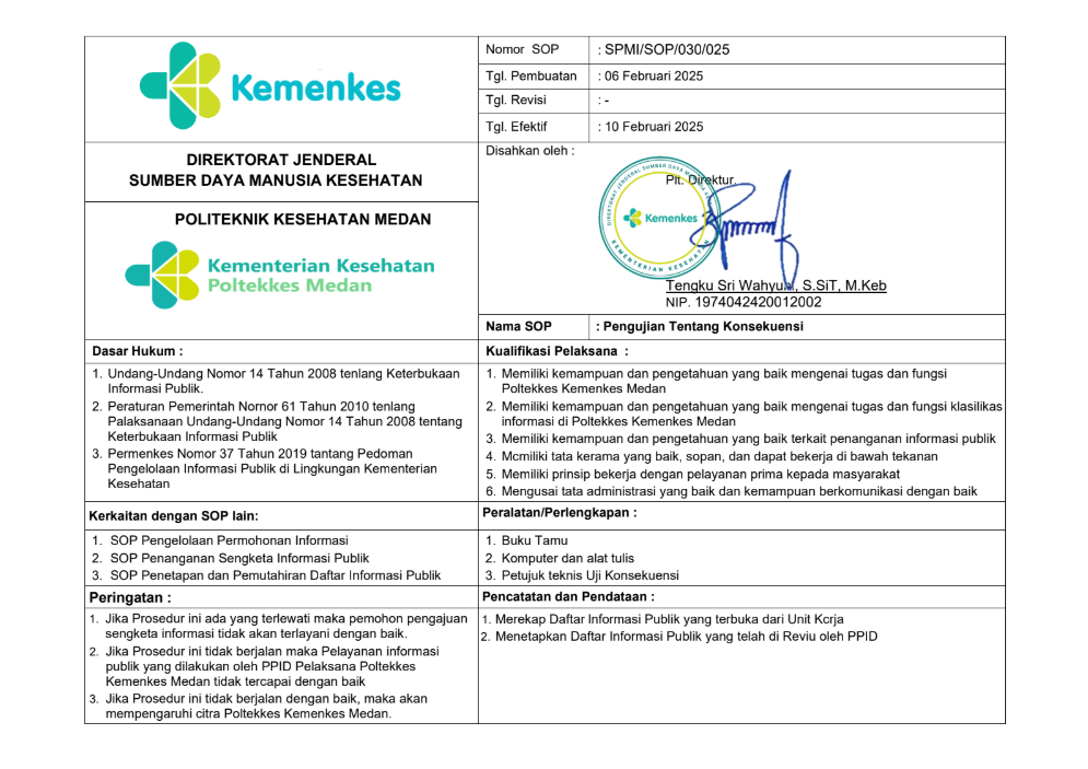 SOP Pengujian tentang Konsekuensi