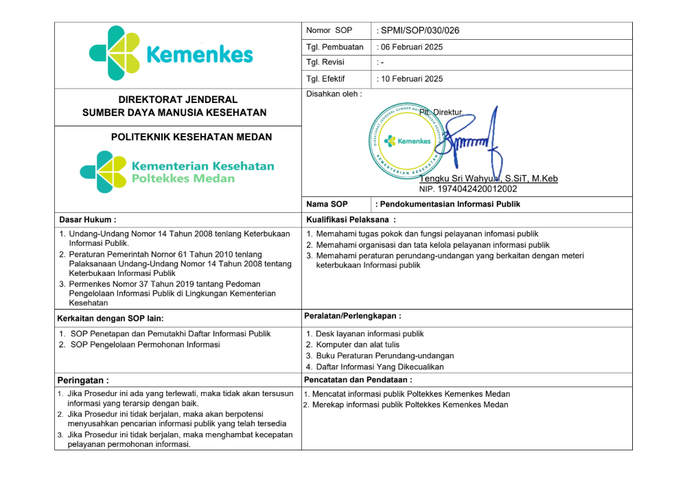 SOP Pendokumentasian Informasi Publik
